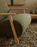 Kave Home Fauteuil Meghan Groen/Naturel Chenille En Essenhout