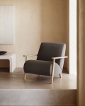 Kave Home Fauteuil Meghan Massief Essenhout Naturel/Zwart