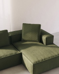 Kave Home 4-zitsbank Blok Chaise Longue Rechts Groen Ribstof 330cm