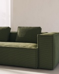 Kave Home Hoekbank Blok 3-zits Dik Groen Ribstof 290x230cm