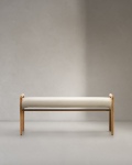 Kave Home Bankje Macaret Massief Eikenhout Naturel Afneembare Hoes 120cm