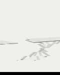 Kave Home Glazen Tafel Argo Stalen Poten Wit 200x100cm