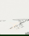 Kave Home Ovale Tafel Argo Glas Roestvrijstalen Poten Ø200x100cm