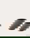 Kave Home Bloempot Selvi Donkerbruin Set van 2
