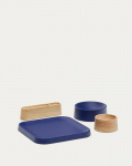 Kave Home Aperitiefschaaltjes Bletz Set Blauw En Naturel Acaciahout