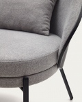 Kave Home Fauteuil Eamy Lichtgrijs Essenhoutfineer Zwart