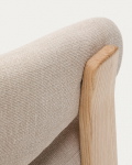 Kave Home Fauteuil Granite Beige/Naturel Chenille En Essenhout