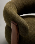 Kave Home Fauteuil Granite Groen/Bruin Chenille En Essenhout