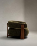 Kave Home Fauteuil Granite Groen/Bruin Chenille En Essenhout