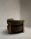 Kave Home Fauteuil Granite Groen/Bruin Chenille En Essenhout