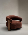 Kave Home Fauteuil Granite Bruin Chenille En Essenhout