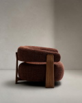 Kave Home Fauteuil Granite Bruin Chenille En Essenhout