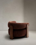 Kave Home Fauteuil Granite Bruin Chenille En Essenhout