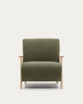 Kave Home Fauteuil Meghan Groen/Naturel Chenille En Essenhout