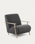 Kave Home Fauteuil Meghan Massief Essenhout Naturel/Zwart