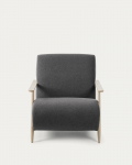 Kave Home Fauteuil Meghan Massief Essenhout Naturel/Zwart