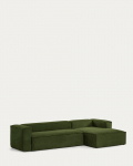 Kave Home 4-zitsbank Blok Chaise Longue Rechts Groen Ribstof 330cm