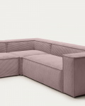 Kave Home Hoekbank 5-zits Blok Roze Ribstof 320x290cm