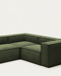 Kave Home Hoekbank Blok 3-zits Dik Groen Ribstof 290x230cm