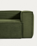 Kave Home Hoekbank Blok 3-zits Dik Groen Ribstof 290x230cm