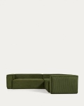 Kave Home Hoekbank Blok 3-zits Dik Groen Ribstof 290x230cm