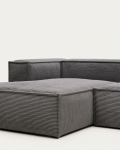 Kave Home 3-zitsbank Blok Ribstof Grijs Chaise Longue Links 300cm