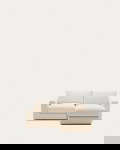 Kave Home Chaise Longue Bank Alea Chenille Ecru 3-Zits Rechts