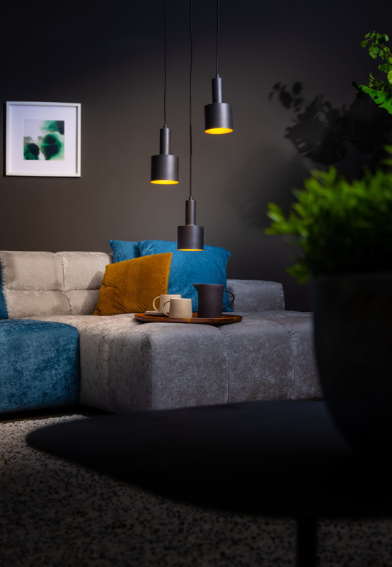 Hanglamp Sledge Metaal 3-Lichts Getrapt Zwart - Giga Meubel