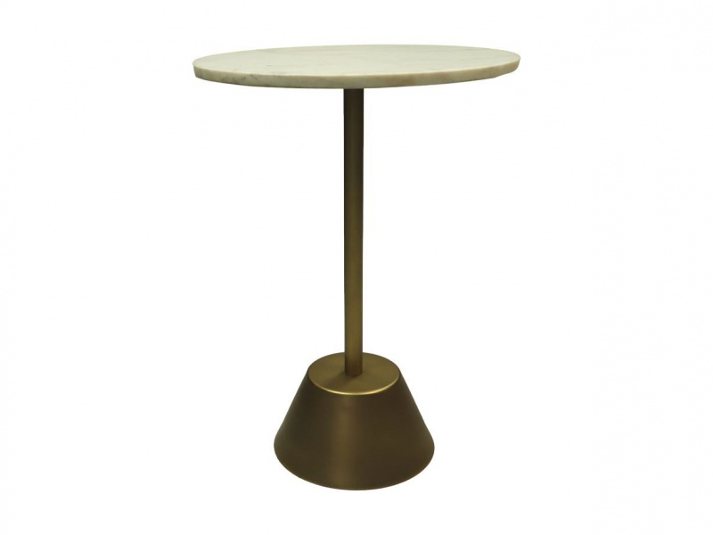 HSM Collection Bijzettafel Marmer Wit/Goud Ø40cm