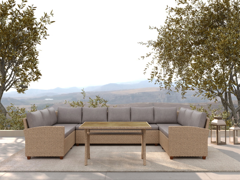 Loungeset Ventura Naturel PE Rotan 9-Zits - Giga Living