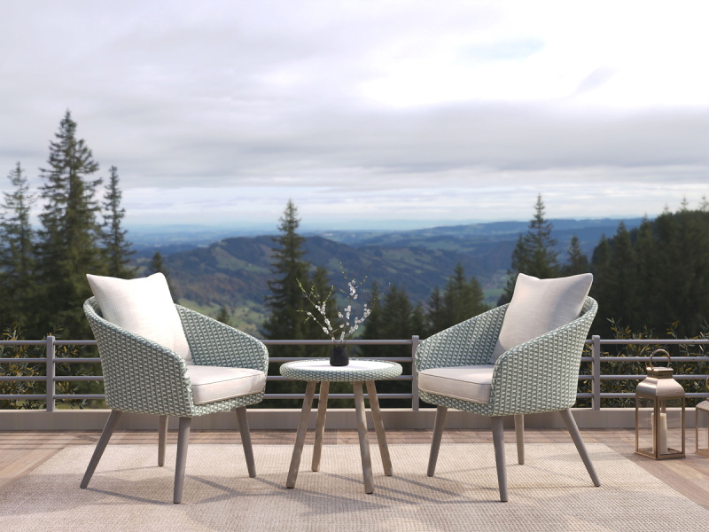 Bistroset Grijs PE Wicker - Giga Living