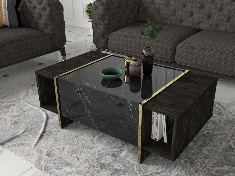 Salontafel Veyron Melamine Zwart Goud