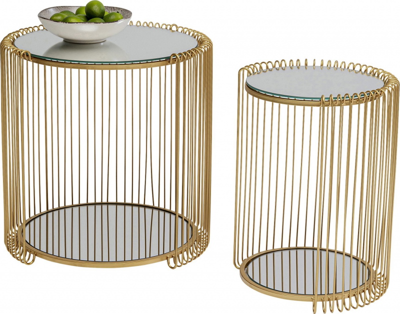 Kare Design Bijzettafel Wire Double Goud Set van 2