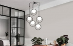 Hanglamp Dolunay 5-Lichts Zwart/Wit