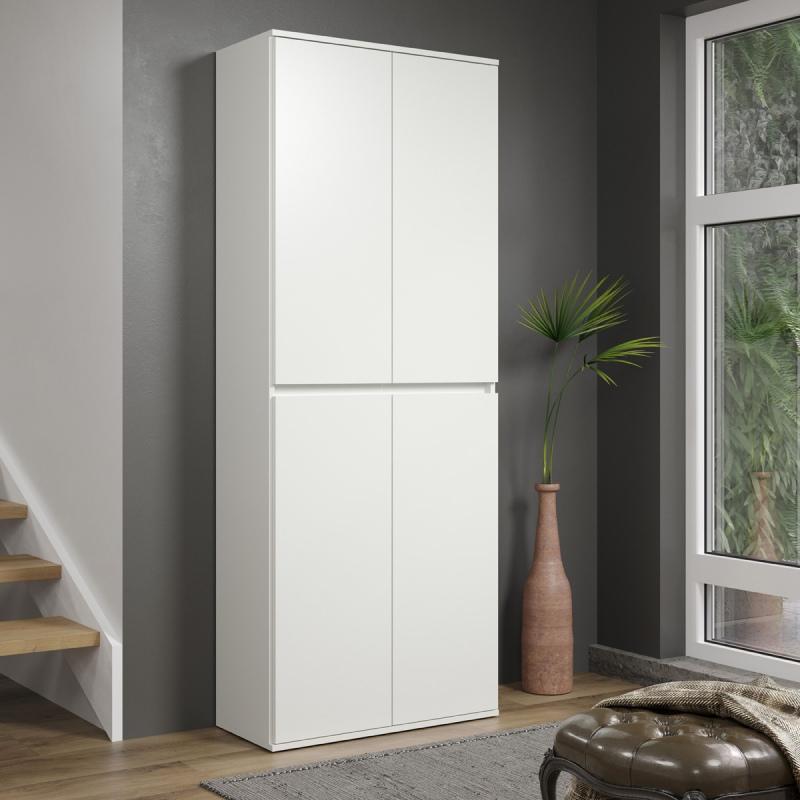 Wandkast Nevada 4-Deurs Melamine Wit 74x191cm
