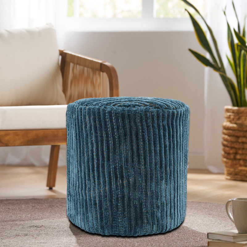 Poef Ribbed Blauw - Giga Living