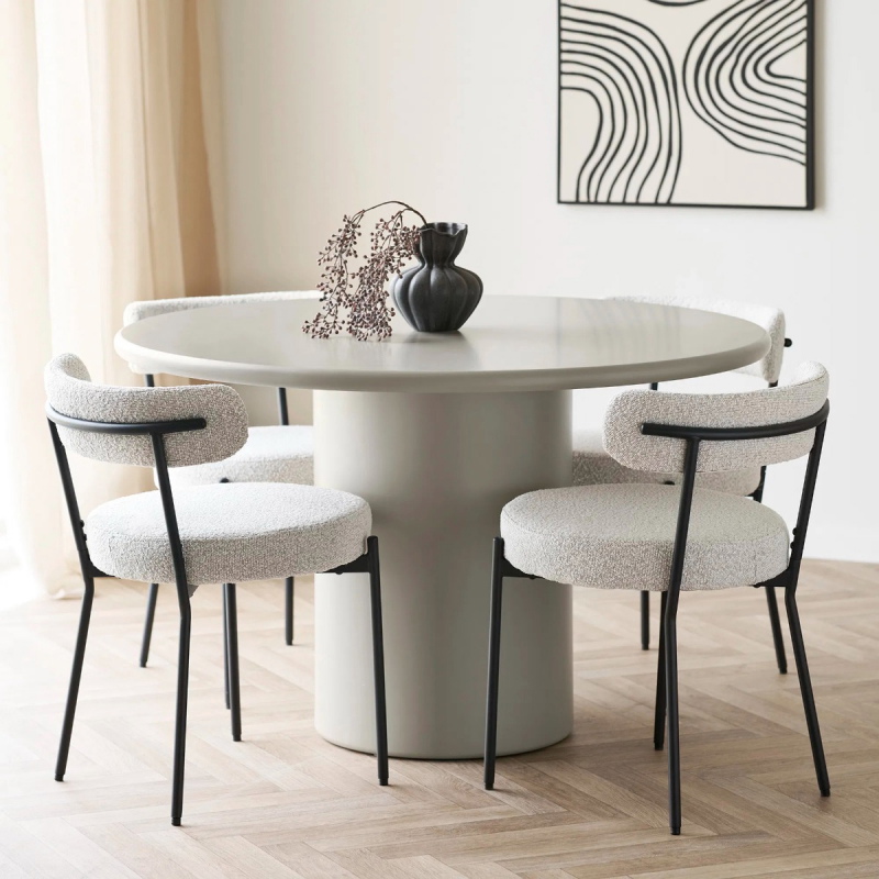 House Nordic Eetkamerstoel Badalona Bouclé Wit