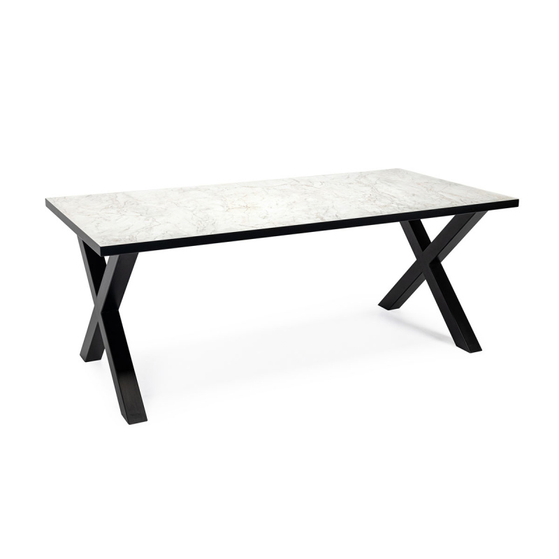 Stalux Eettafel Roos Marmerlook Wit/Zwart 180cm