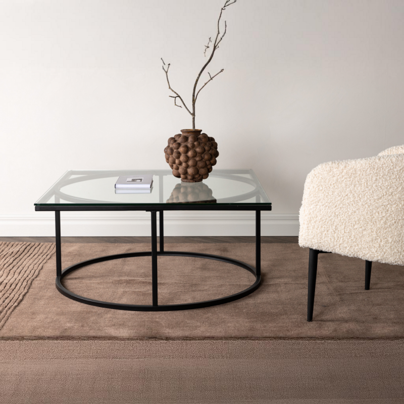 Fjôrd Salontafel Skanör Zwart met Helder Glas