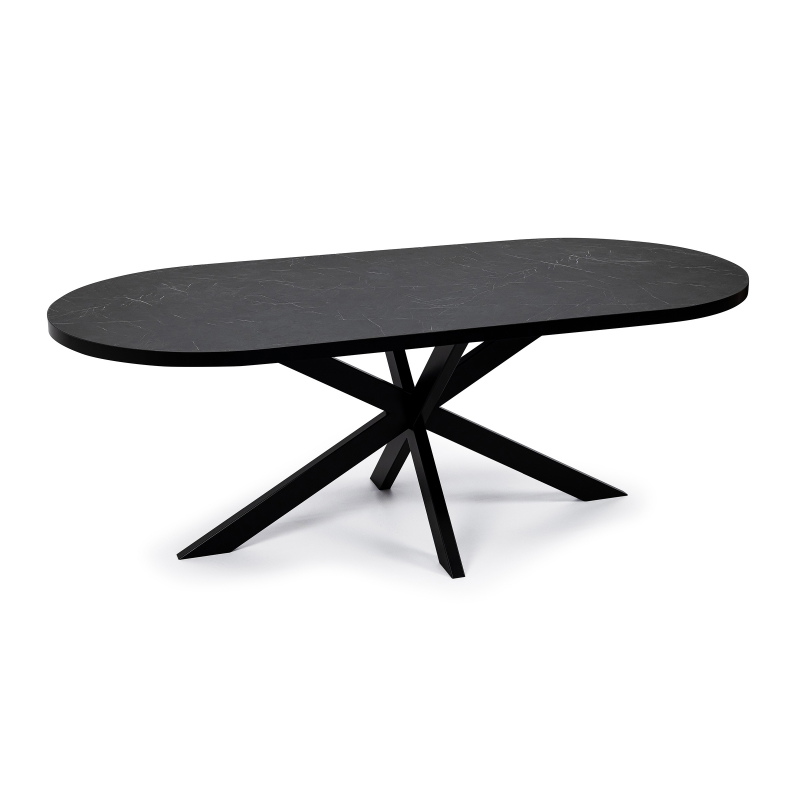 Stalux Eettafel Noud Ovaal Marmerlook Zwart 180cm