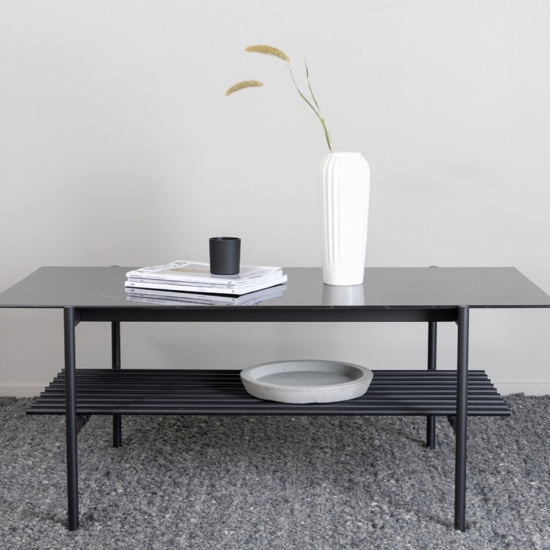 Fjôrd Salontafel Von Zwart Glas Marmer