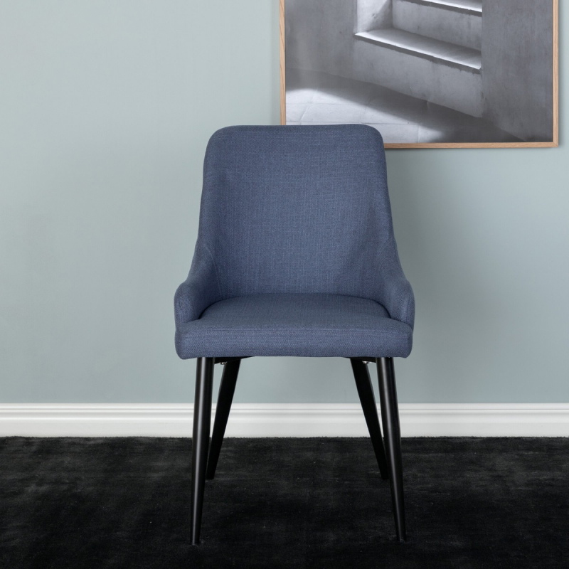 Fjôrd Eetkamerstoel Plaza Zwart/Blauw Stof