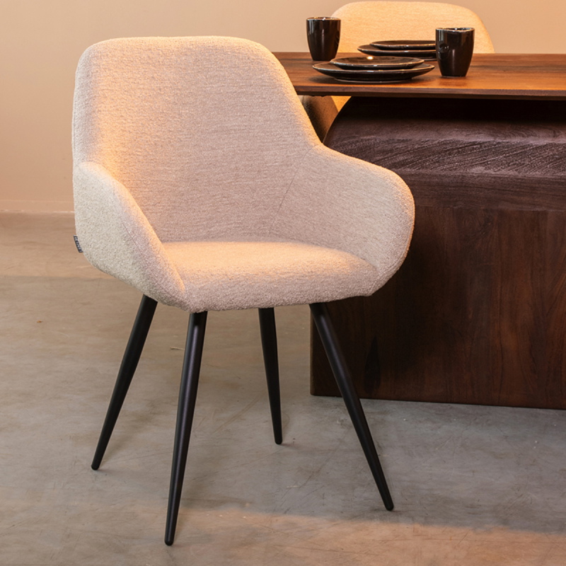 LABEL51 Eetkamerstoel Fender - Naturel - Bouclé