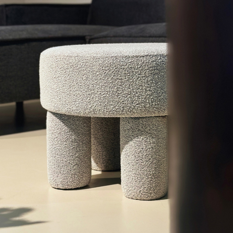 Poef Demi Bouclé Naturel - Giga Meubel
