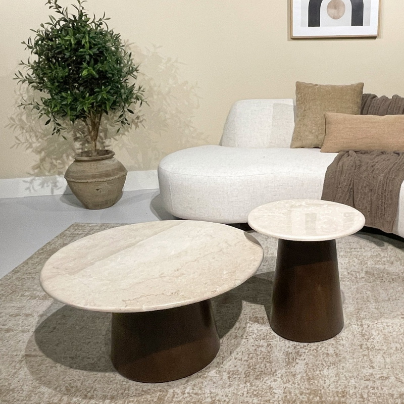 Livingfurn Salontafel Brix Bottecino Mango rond 75cm
