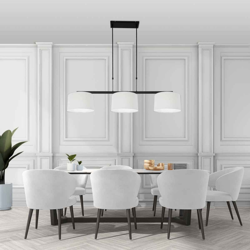 Steinhauer Hanglamp Stang 3-Lichts Grof Linnen Wit