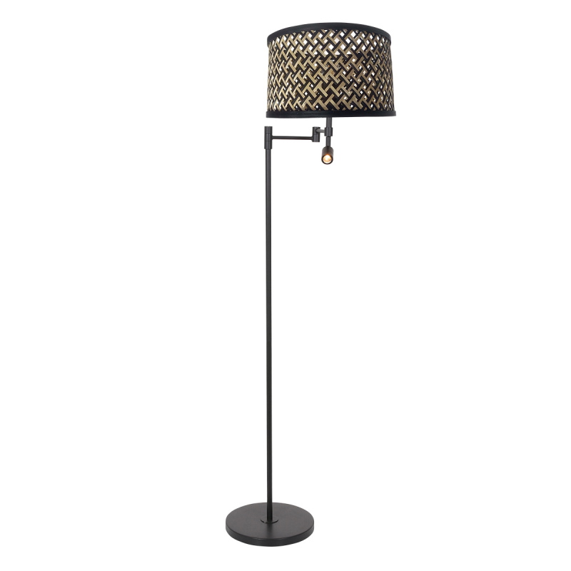 Steinhauer Vloerlamp Stang met Leeslamp Bamboe Naturel/Zwart