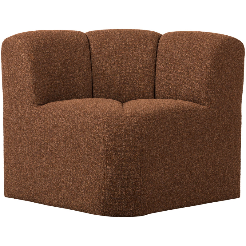 Woood Eetbankje Mojo Hoek Met Rugleuning Boucle Roestbruin Melange