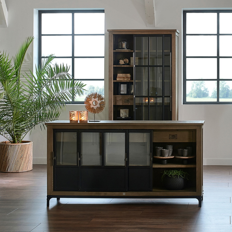 Rivièra Maison Dressoir The Hoxton Bruin/Zwart 175cm