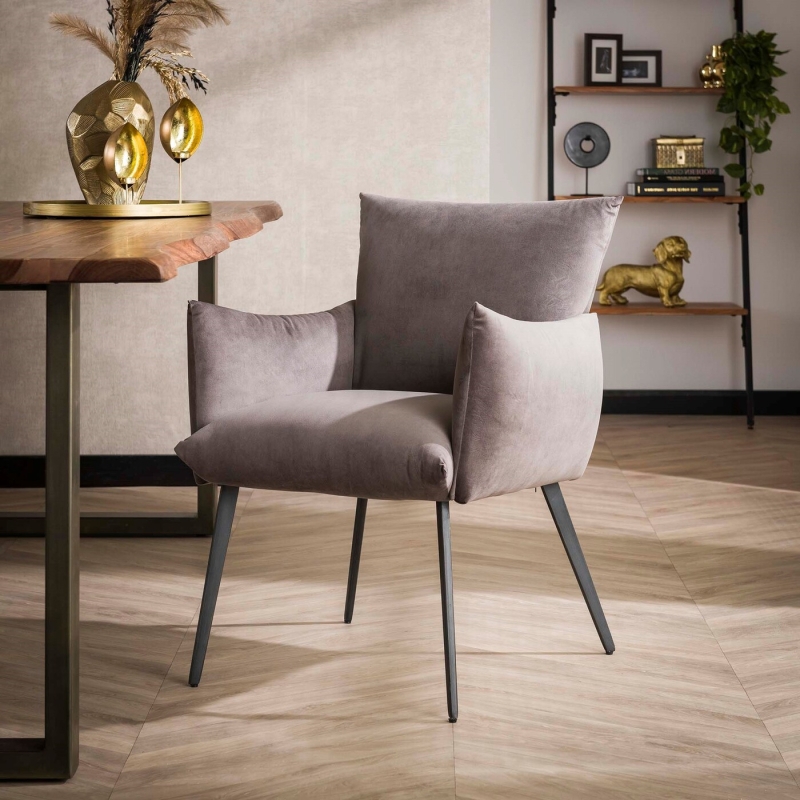 Eetkamerfauteuil Lobby Antraciet Velours - Giga Meubel